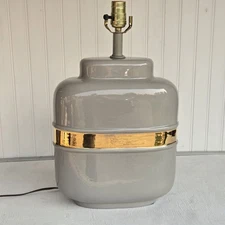 Jaru  Sunset Ceramic Lamp Base Gold Band Vintage Mid Century Modernist C1