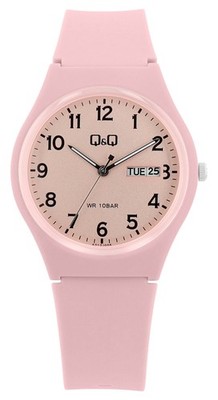Q&Q by Citizen Damen Armbanduhr Sportliche Frauen Analog Uhr Rosa Datum Silikon