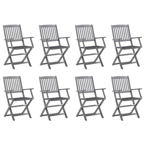 GartenstüHle Klappbar 8 StüCk Akazie Massivholz Mit Kissen Outdoor-image