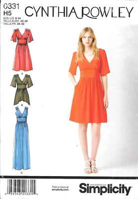 Uncut Simplicity Sewing Pattern # 0331 Misses Dress in Two Lengths: Size 6-14