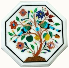 Nature Pattern Inlay Work Coffee Table Top Octagon Marble Side Table for Hotel