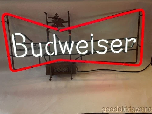 Vintage 1950's Large 36" BUDWEISER Bow Tie Neon Beer Advertising Sign Bud Bar