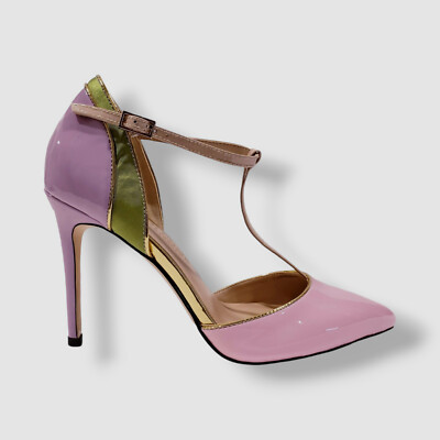 Things II Come Women's Pink Justice Luxurious T-Strap Pumps Shoe Size 7.5M