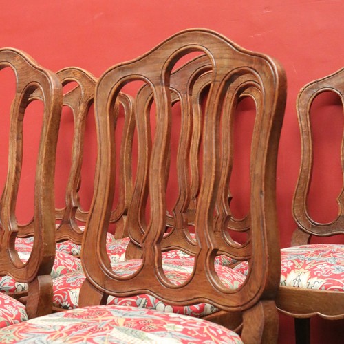 Set of 10 Antique French Oak Dining Chairs with William Morris 'Strawberry Thief - Picture 7 of 20