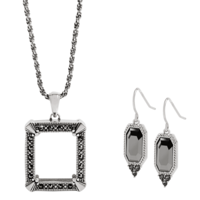 Origami Owl HOSTESS Exclusive ANTIQUED SILVER DECO LOCKET SET W