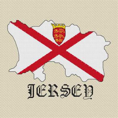 Jersey Karte & Flagge Kreuzstich Design (Kit oder Diagramm)