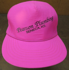 Pearson Plumbing Seneca Kansas pink neon Snapback cap hat VTG