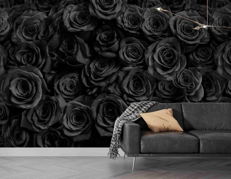 3D Rose Black Floral Patterns Wallpaper Wall Murals Removable Wallpaper