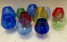 11 Stck farbige  Cognacschwenker Lauscha Glas, mundgeblasen, 1960er / 70er Jahre