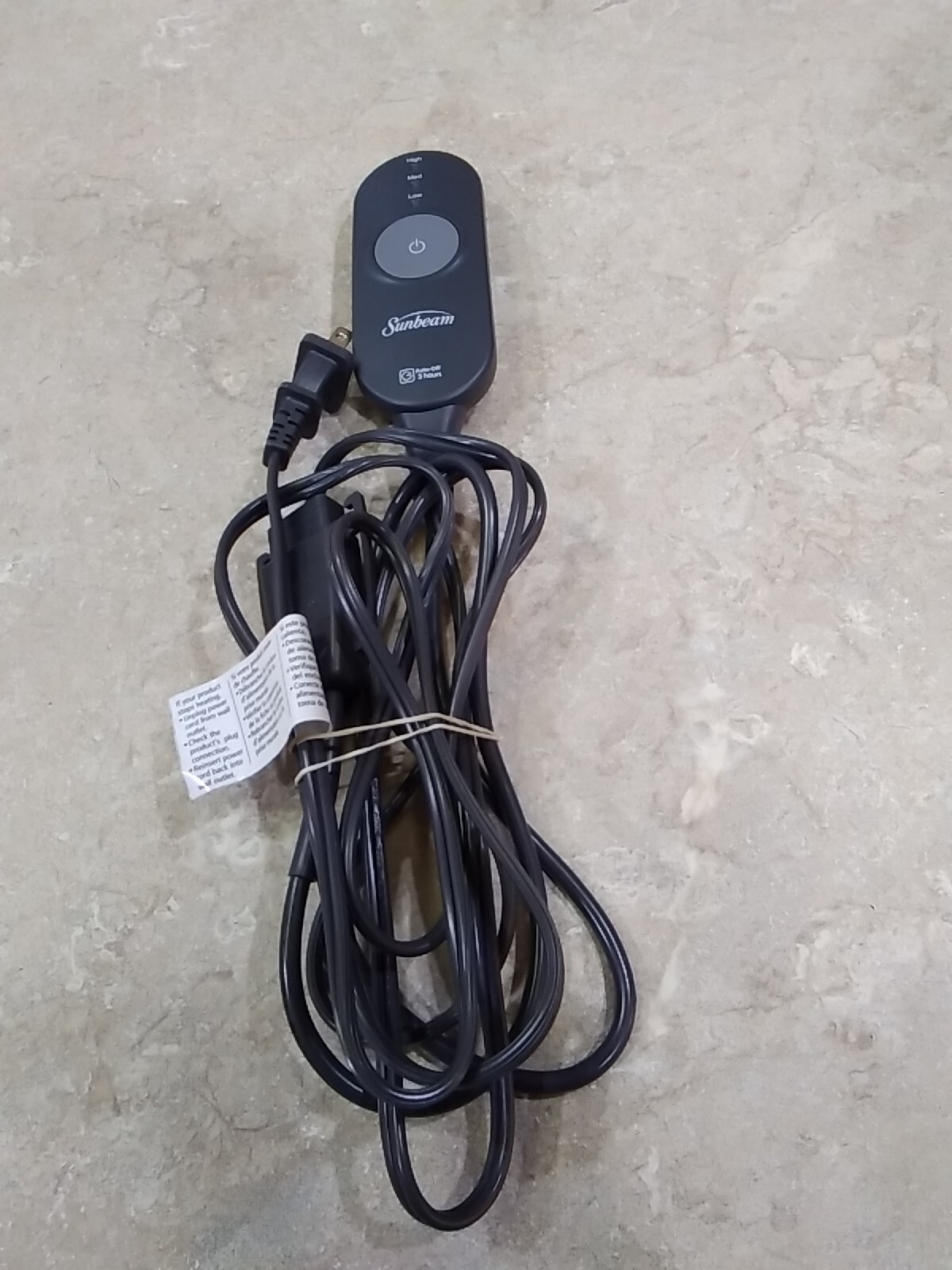 Sunbeam Style AA85 Electric Heated Blanket Controller 3-Prong Power Cord-Tested