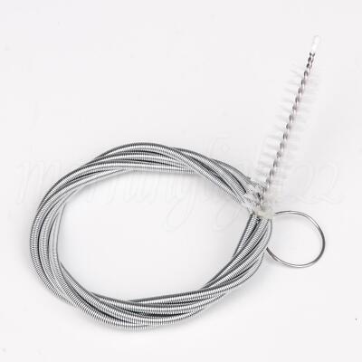 2x Straw Drain Brush Head Flexible Spring 39.37'' Long Tool for Tube Silver