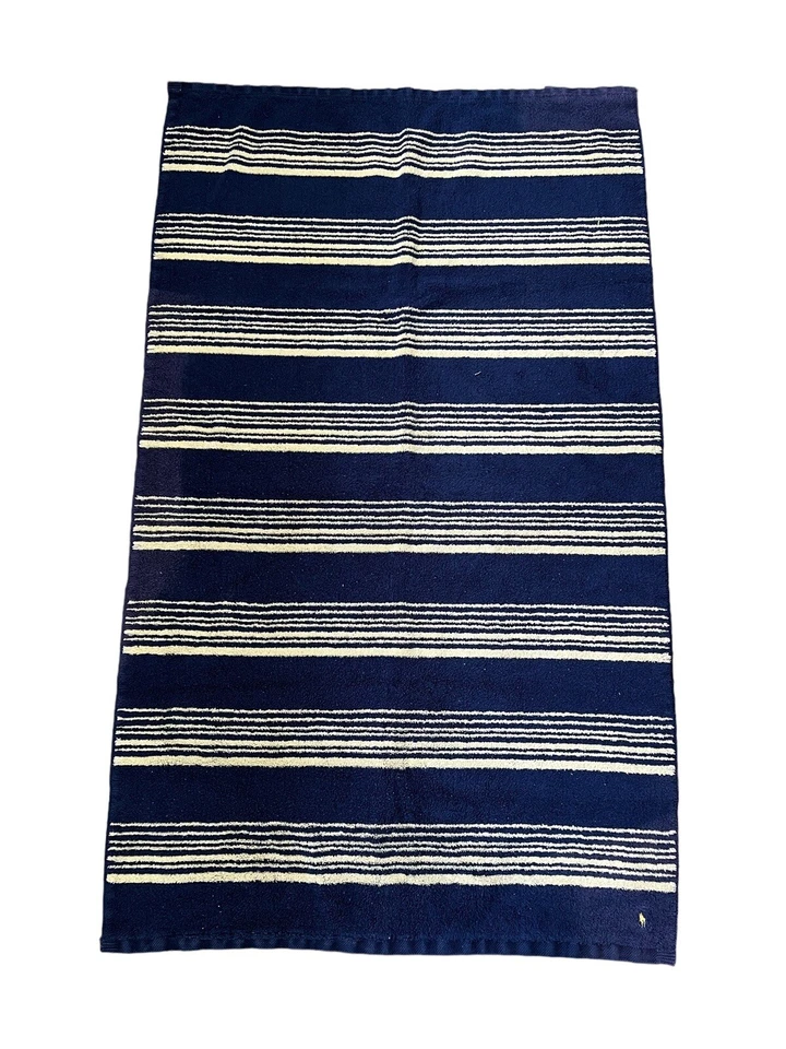 1 Ralph Lauren Navy Blue Yellow Gold Striped Bath Towel 100% Cotton USA 46"x28" - Image 4 of 4