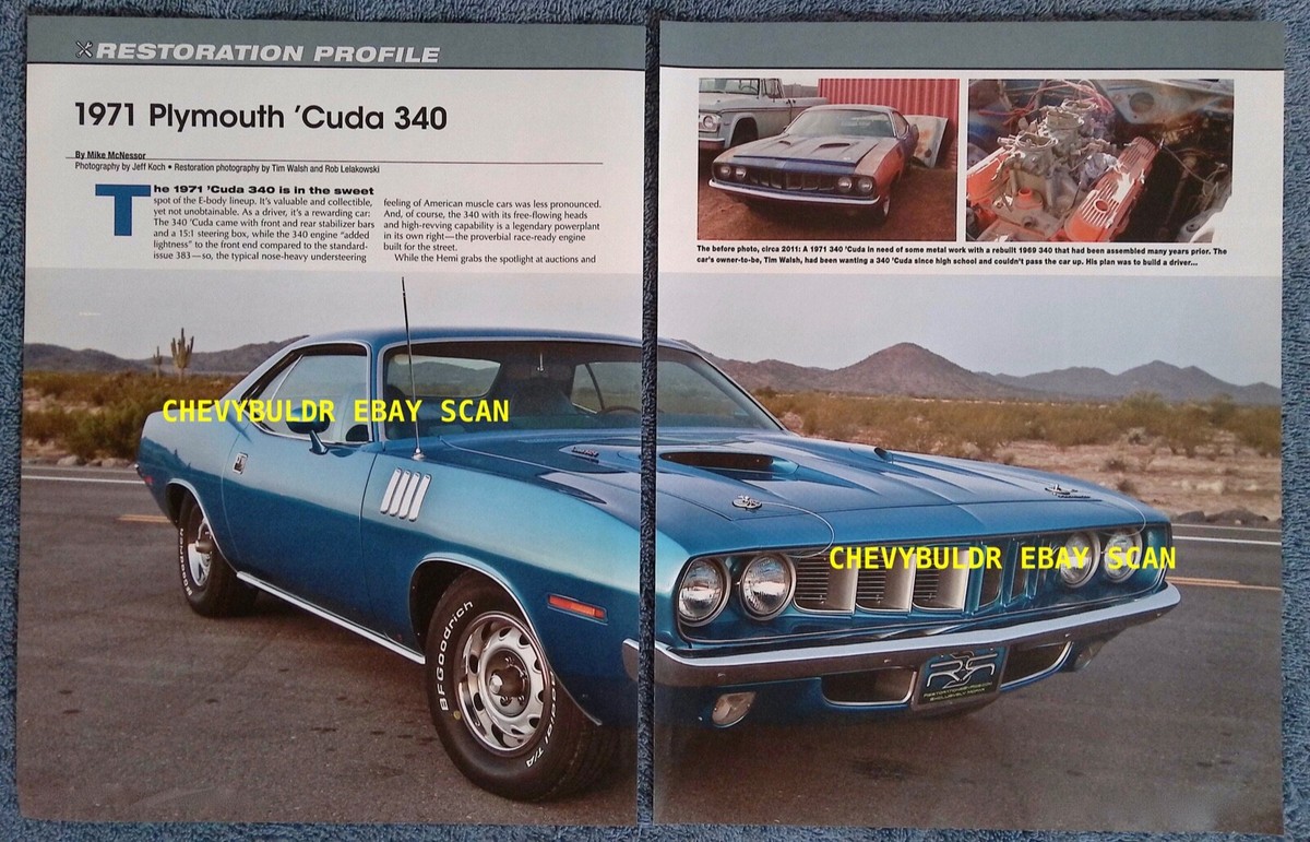 1971 B5 Blue Plymouth 'Cuda 340 Restoration Profile Article | eBay