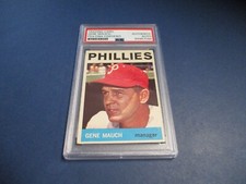 Gene Mauch Phillies Autographed Signed 1964 Topps Card #157 PSA Slab