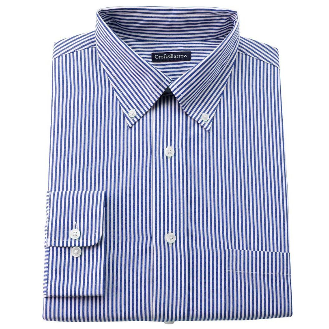 men's croft & barrow classic-fit easy-care button-down collar dress shirt Croft & Barrow Classic Fit Easy Care Button Down Dress Shirt Navy Stripe NWT