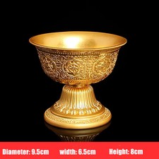 3.7" Silver Engraving Copper Drinking Bowl Auspicious Tibetan Holy Water Cup