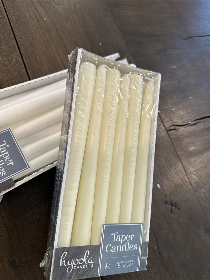 Paquete de 12 velas cónicas altas Hyoola - lata de cena de 10 pulgadas marfil sin goteo, sin perfume Foto 2 de 4
