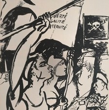 Guttuso Litografia arte italiana figurativa quadro guerra soldati Roma Libertà