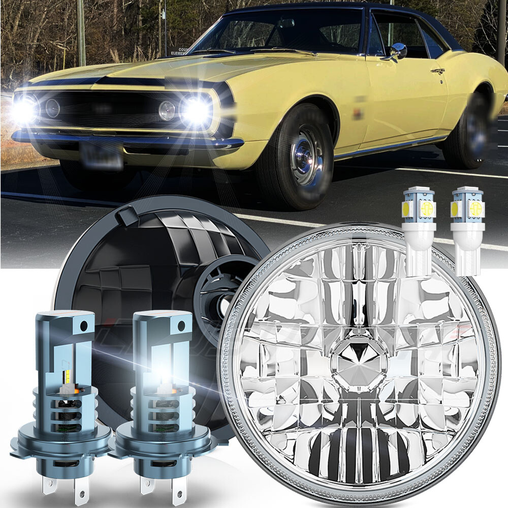 FIT for chevy Camaro 1967-1981 Pair 7 inch LED Headlights Round DOT Approved
