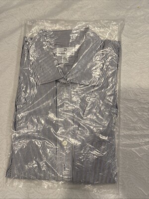 Neiman Marcus Long Sleeve Button Men's Shirt Size XL Blue Plaid
