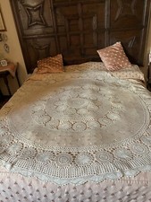 Tovaglia Tonda fatta a mano ad uncinetto Color Écru Diametro Cm 180