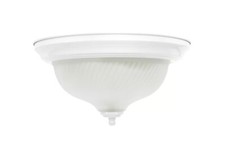 Hampton Bay 11 in. 2-Light White Flush Mount with Frosted Swirl Glass Shade