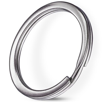 200 Schlüssel Ringe 30mm FLACH Feder Spalt Stahl Ring Anhänger Keyring Edelstahl