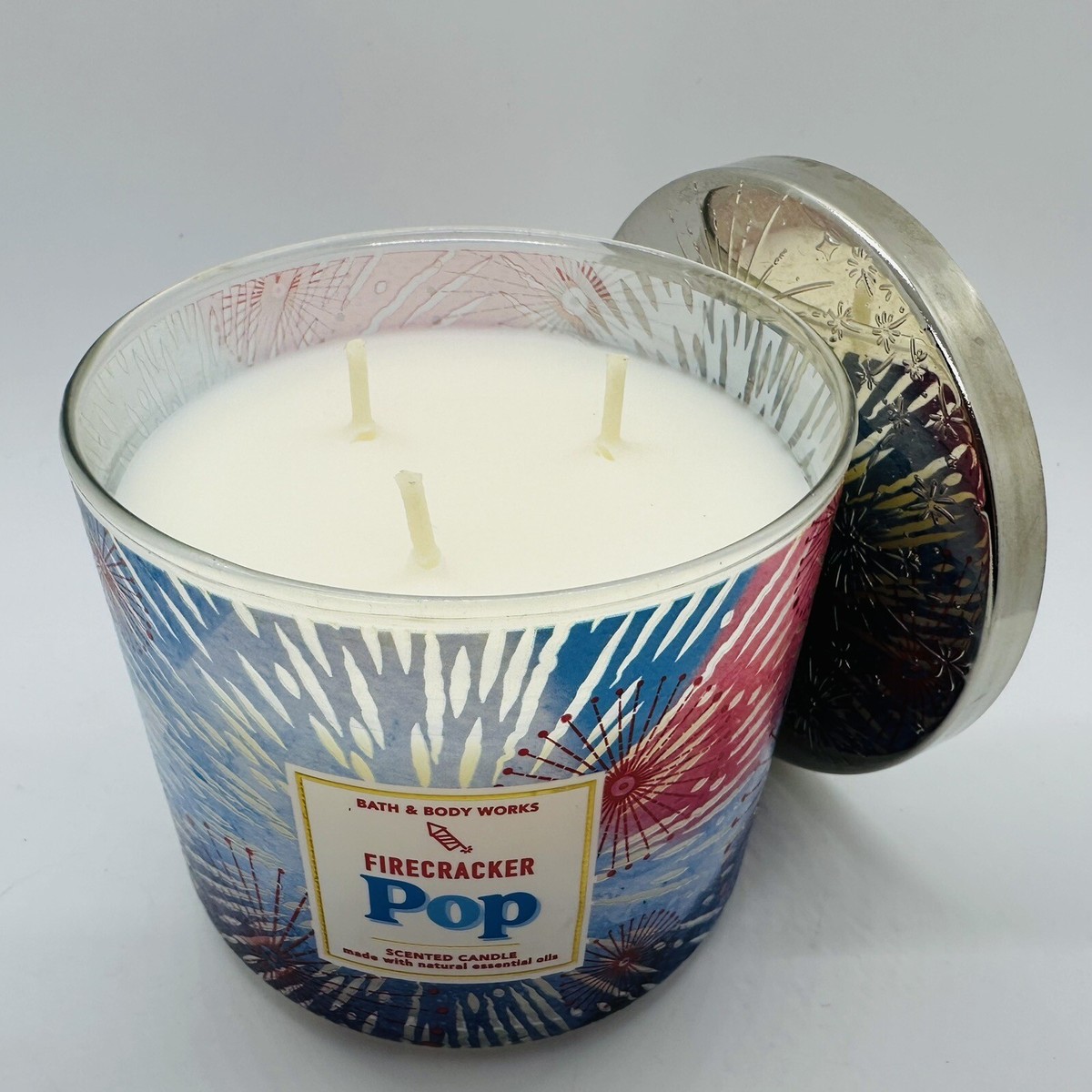 NEW! 1/BATH & BODY WORKS FIRECRACKER POP 3-WICK LARGE SCENTED