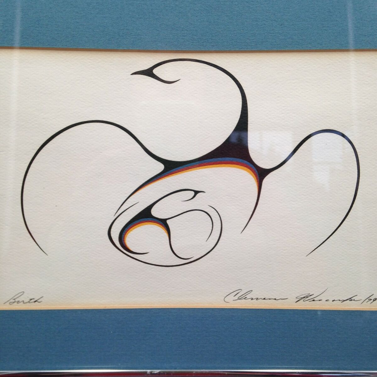 Clemence Wescoupe Serigraph Birth Matted Framed Ojibway Clemence Wescoupe Serigraph Birth Matted Framed Ojibway