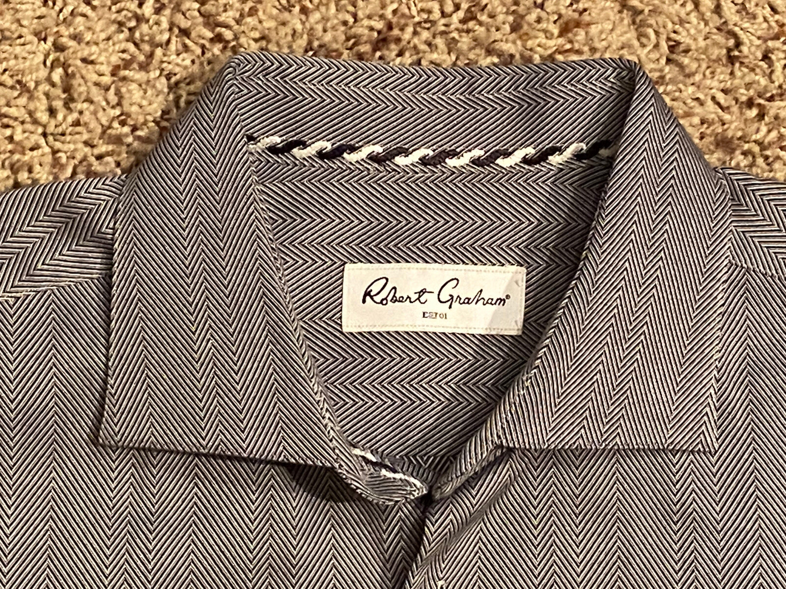 Robert Graham Herringbone Pattern Color Gray Shir… - image 3