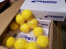 6 Dozen (72) Champro 9 Inch Yellow Dimple Molded Batting Cage/Practice Baseballs