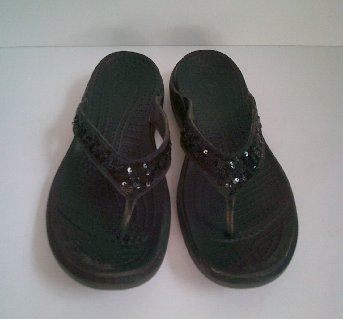 Crocs Capri Sequin Flip Flop Balck Women's Size 8 eBay