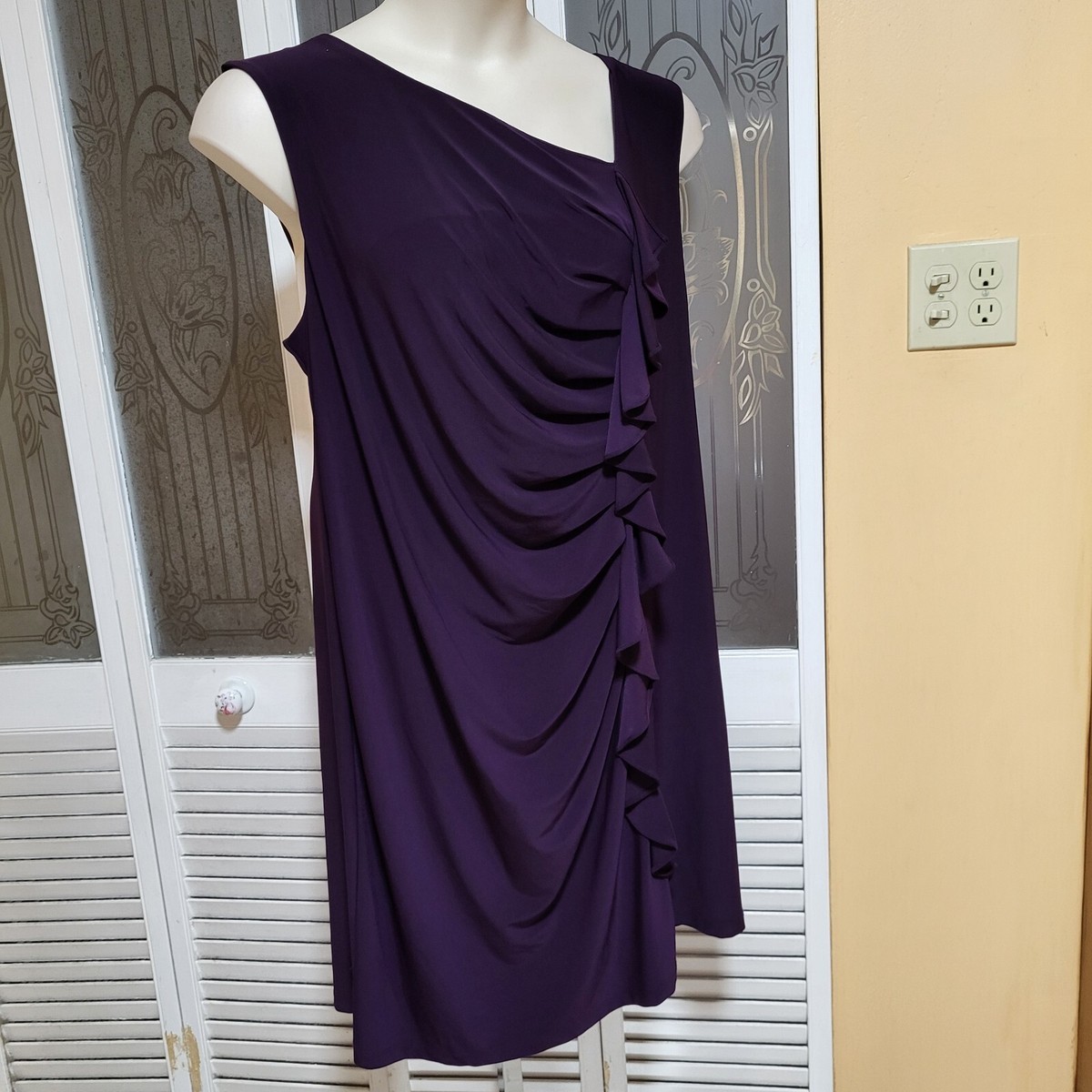 scarlett nite dress purple Scarlett Nite Ladies Beautiful Purple Asymmetrical Ruffled Dress