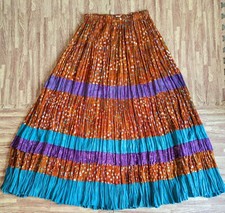 VTG Multi Tiered Flowy Western Boho Maxi Skirt