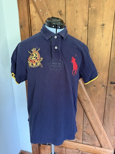 Polo Ralph Lauren L Custom Fit Blue Big Pony Jockey Club Crest Polo Shirt