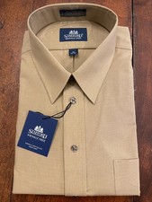 Stafford Wrinkle-Free Stretch Dress Shirt Driftwood 18 34/35 Regular Fit NWT