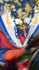 Nike KD 9 Basketball Shoes White/Blue/Yellow 843392-902 Mesh Low Top