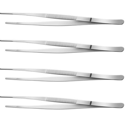 Bartender Tweezers 12 Inch Long, 4 Pcs Stainless Steel, Silver