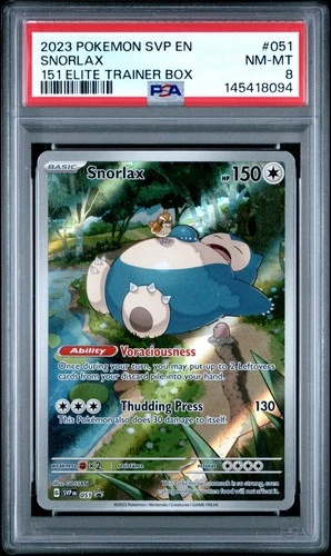 2023 POKEMON SVP EN-SV BLACK STAR PROMO 151 ELITE TRAINER BOX #051 SNORLAX PSA 8