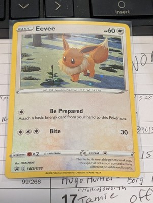 Pokémon TCG Eevee SWSH190 Cosmo Holo With Swirl   & Holo Bleed 