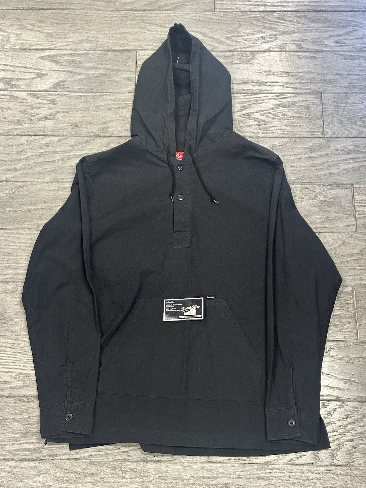 Size Medium - Supreme Black  Button Zip Windbreak… - image 1