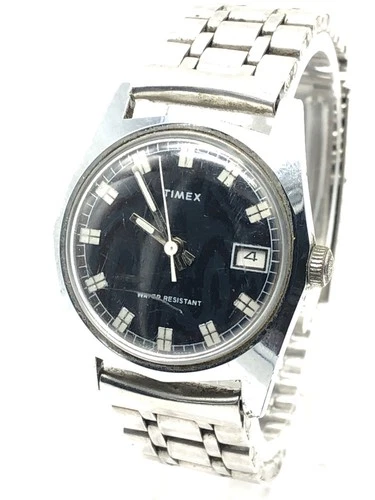 Rare Vintage 1976 Timex Blue Tiger Eye Mechanical 30mm 6.5”