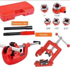 Ratchet Pipe Threader Kit with 5 Pipe Dies Handheld Pipe Cutter Threading Tool