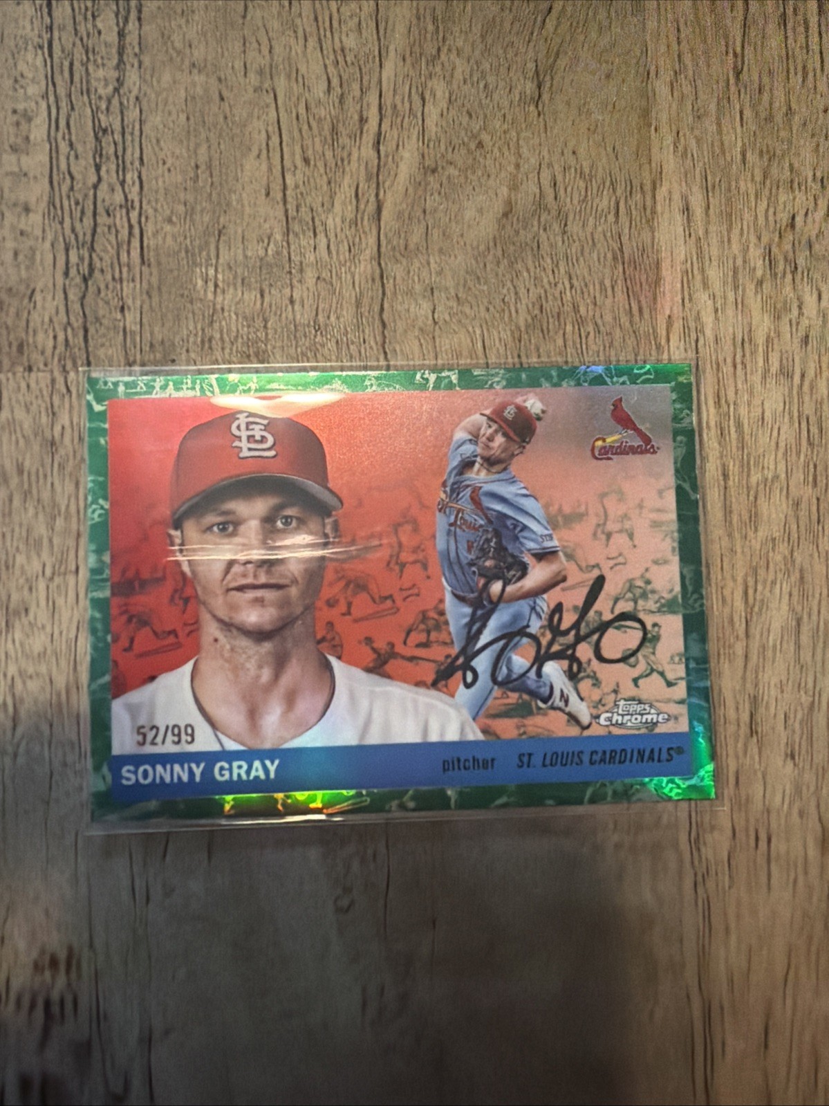 2025 Topps Chrome Platinum Sonny Gray Green Toile Refractor Parallel #/ 99