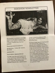Freak Show Tattooed Lady "VIOLA" Tattoo Queen - Rare Sideshow Newsletter 2013