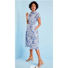 TALBOTS The Sutton Shirt Dress Size 10 Blue Painted Paisley NEW Casual Preppy