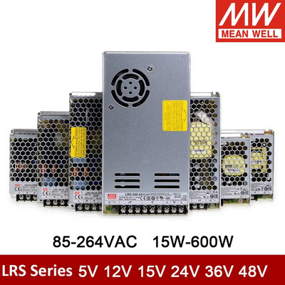 Mean Well RS-15 RS-25 LRS-35 50 75 100 150 200 350 450 600W 5V 12V 15V 24V 36V 4