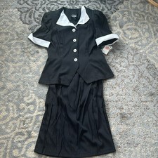 Whirlaway Frocks Vintage Two Piece Skirt Set Black White 16P