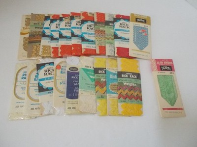 VTG Lot of 21 Wrights J & P Coats Talon Ric Rac & Lace Trim for Sewing   B