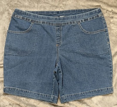 Level Eight Plus Bermuda Jean Shorts Size 1X Pull On Pocket Casual Comfy Stretch